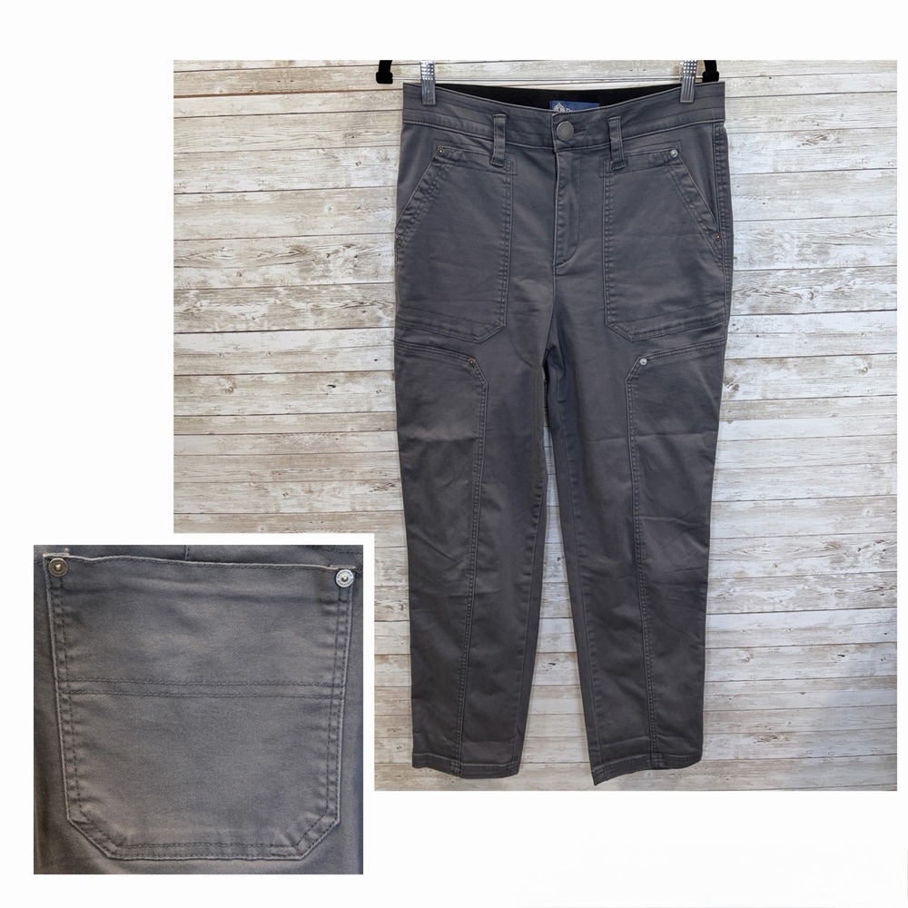 Democracy Ab Solution Womens 8 Pants Gray Utility Rivet Detail Straight Leg